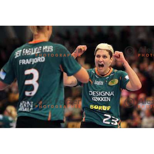 Anja Althaus of Viborg in action during EHF Champions league regular season game 4 between HK Viborg (Danmark) and RK Krim Mercator (Slovenia), played in Viborg Stadionhall, Danmark on October 29, 2011 