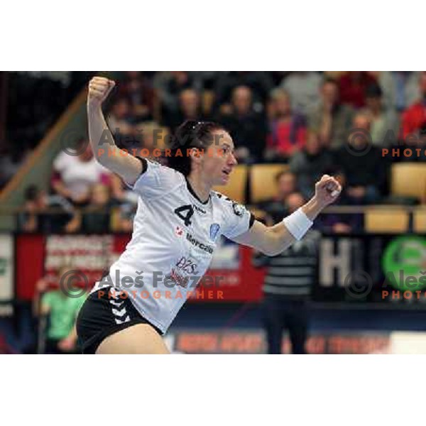 Ibolya Weiszne Mehlmann of Krim Mercator in action during EHF Champions league regular season game 4 between HK Viborg (Danmark) and RK Krim Mercator (Slovenia), played in Viborg Stadionhall, Danmark on October 29, 2011 