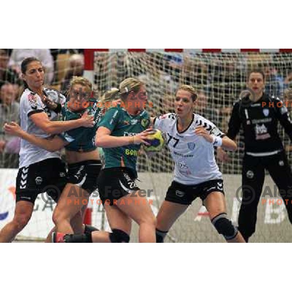 Andrea Penezic, Gorica Acimovic of Krim Mercator in action during EHF Champions league regular season game 4 between HK Viborg (Danmark) and RK Krim Mercator (Slovenia), played in Viborg Stadionhall, Danmark on October 29, 2011 
