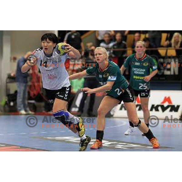 of Krim Mercator in action during EHF Champions league regular season game 4 between HK Viborg (Danmark) and RK Krim Mercator (Slovenia), played in Viborg Stadionhall, Danmark on October 29, 2011 