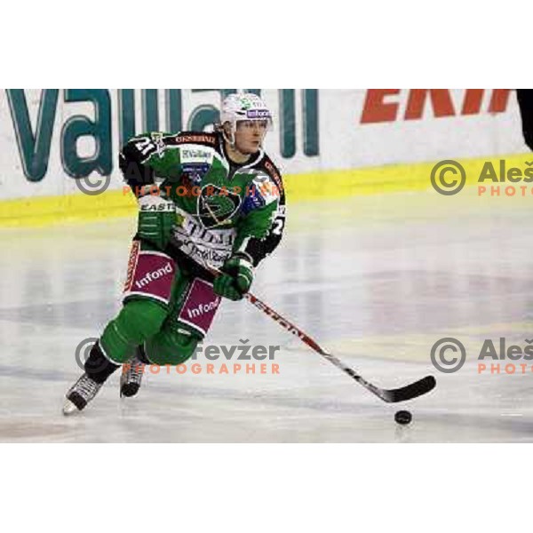 Tomi Mustonen of Tilia Olimpija in action during EBEL league regular season game 19 between Tilia Olimpija- Sapa Fehervar AV 19, played in Hala Tivoli, Ljubljana, Slovenia on November 4,2011 