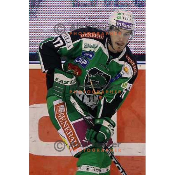 Justin Taylor of Tilia Olimpija in action during EBEL league regular season game 19 between Tilia Olimpija- Sapa Fehervar AV 19, played in Hala Tivoli, Ljubljana, Slovenia on November 4,2011 