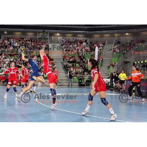 Krisitna Franic of Krim Mercator in action during EHF Champions league regular season game 5 between Krim Mercator (Slovenia) and Podravka Vegeta (Croatia), played in Sports Hall Stozice, Ljubljana, Slovenia on November 5, 2011 