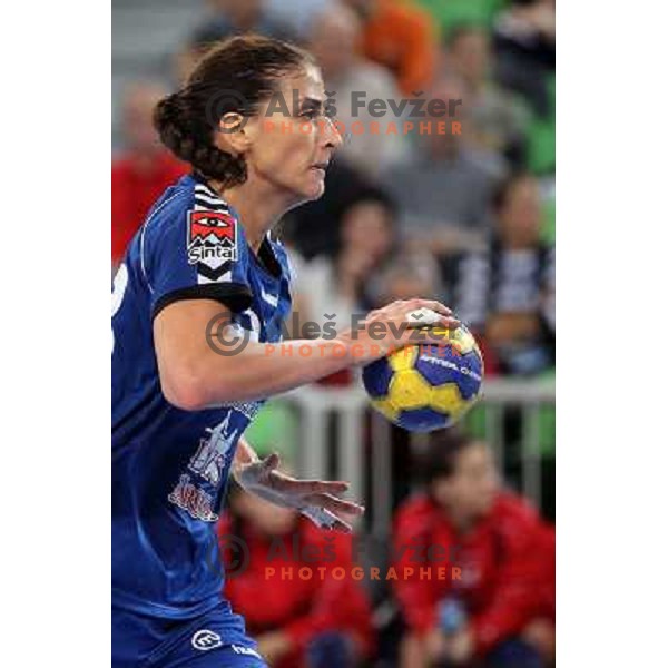 Andrea Penezic of Krim Mercator in action during EHF Champions leaguel game 5 between Krim Mercator (Slovenia) and Podravka Vegeta (Croatia) in Stozice Sports Hall, Ljubljana, Slovenia on November 5, 2011 