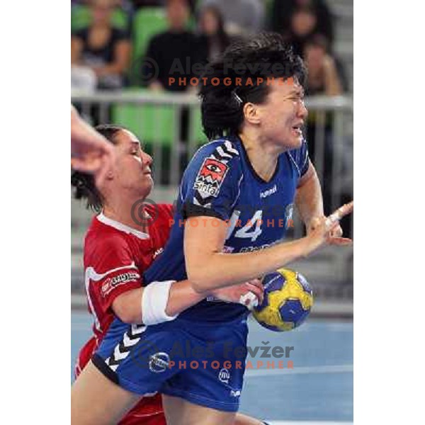 Liudmila Bodnieva of Krim Mercator in action during EHF Champions leaguel game 5 between Krim Mercator (Slovenia) and Podravka Vegeta (Croatia) in Stozice Sports Hall, Ljubljana, Slovenia on November 5, 2011 