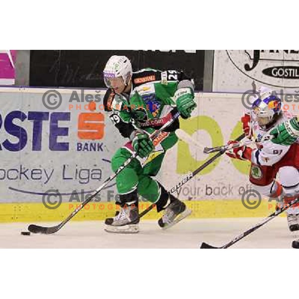 Anze Ropret of Tilia Olimpija in action durnig EBEL league regular season game 2o between Tilia Olimpija and Red Bull Salzburg in Hala Tivoli, Ljubljana, Slovenia on November 6,2011 