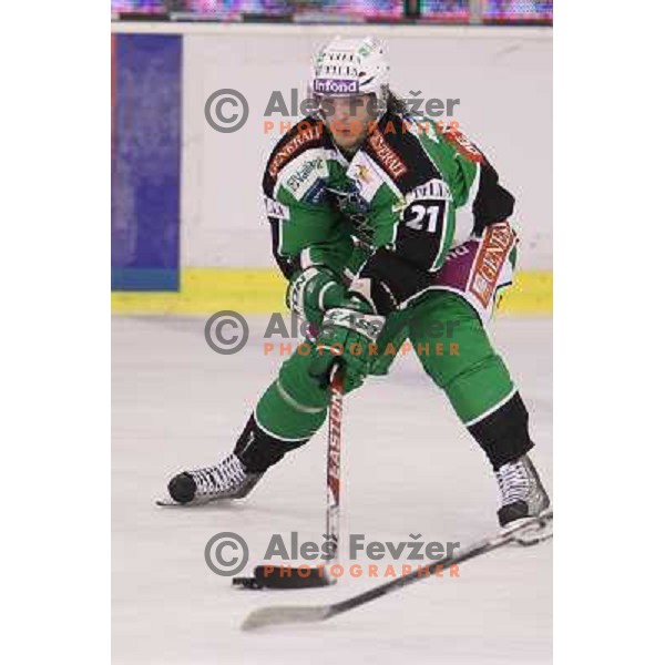 Tomi Mustonen of Tilia Olimpija in action durnig EBEL league regular season game 2o between Tilia Olimpija and Red Bull Salzburg in Hala Tivoli, Ljubljana, Slovenia on November 6,2011 