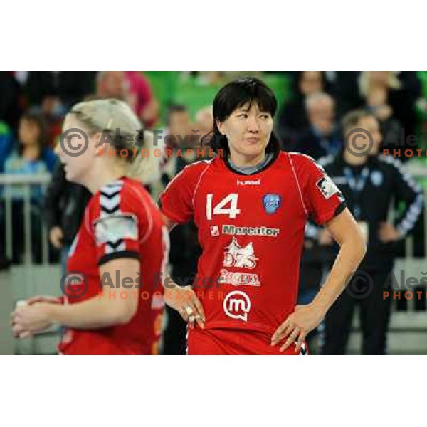 Ljudmila Bodnieva in action during Hanball game Krim Mercator - Larvik, EHF Champions League 2011-2011, Arena Stozice, Ljubljana, 13.11.2011 
