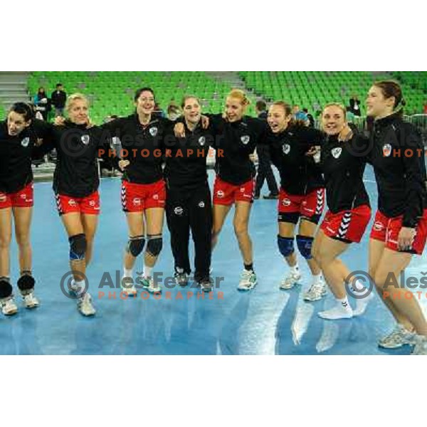 Krim players in action during Hanball game Krim Mercator - Larvik, EHF Champions League 2011-2011, Arena Stozice, Ljubljana, 13.11.2011 