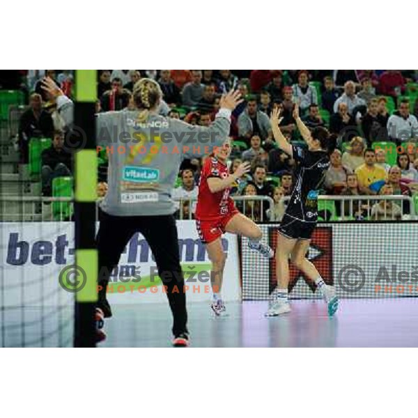 Kristina Bille Hansen in action during Hanball game Krim Mercator - Larvik, EHF Champions League 2011-2011, Arena Stozice, Ljubljana, 13.11.2011 
