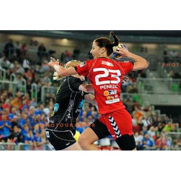Andrea Penezic in action during Hanball game Krim Mercator - Larvik, EHF Champions League 2011-2011, Arena Stozice, Ljubljana, 13.11.2011 