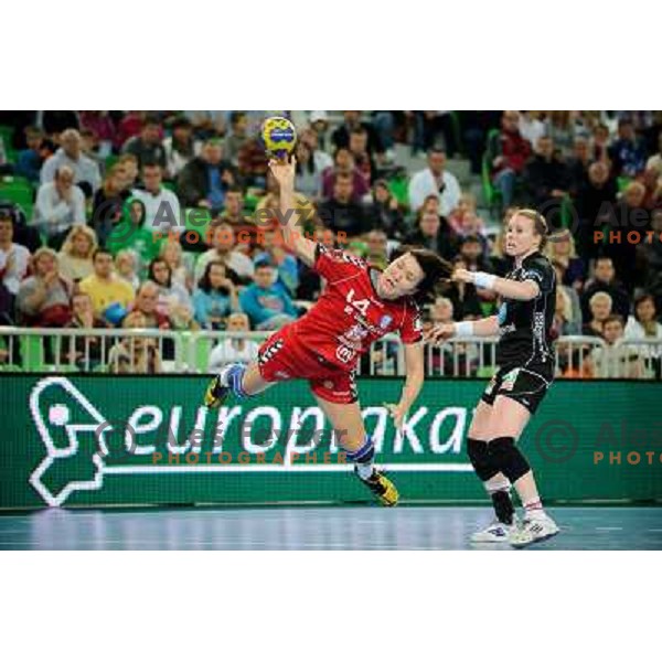 Ljudmila Bodnieva in action during Hanball game Krim Mercator - Larvik, EHF Champions League 2011-2011, Arena Stozice, Ljubljana, 13.11.2011 