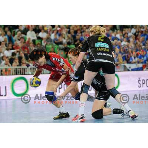Ljudmila Bodnieva in action during Hanball game Krim Mercator - Larvik, EHF Champions League 2011-2011, Arena Stozice, Ljubljana, 13.11.2011 