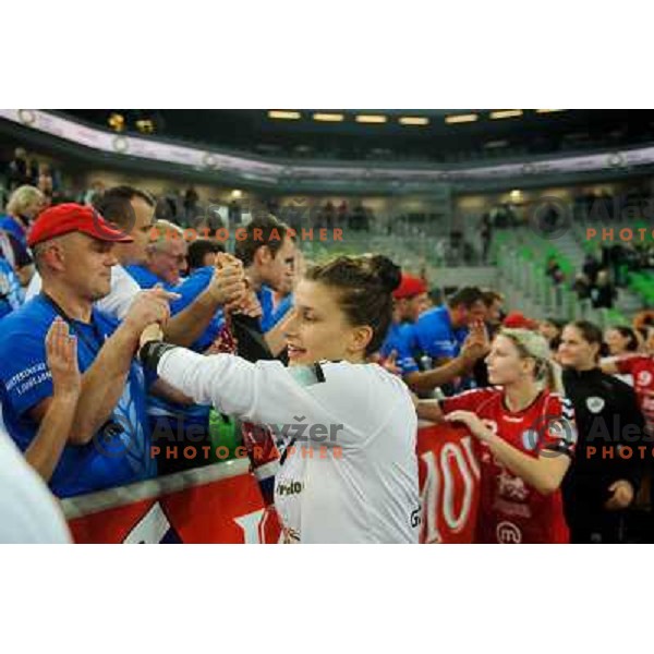 Krimovci, Jelena Grubisic in action during Hanball game Krim Mercator - Larvik, EHF Champions League 2011-2011, Arena Stozice, Ljubljana, 13.11.2011 