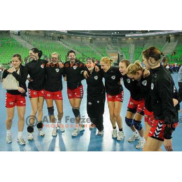 Krim players in action during Hanball game Krim Mercator - Larvik, EHF Champions League 2011-2011, Arena Stozice, Ljubljana, 13.11.2011 
