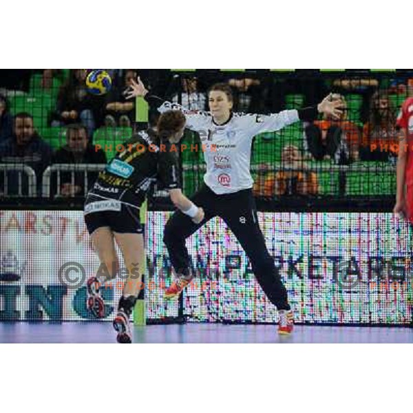 Jelena Grubisic in action during Hanball game Krim Mercator - Larvik, EHF Champions League 2011-2011, Arena Stozice, Ljubljana, 13.11.2011 