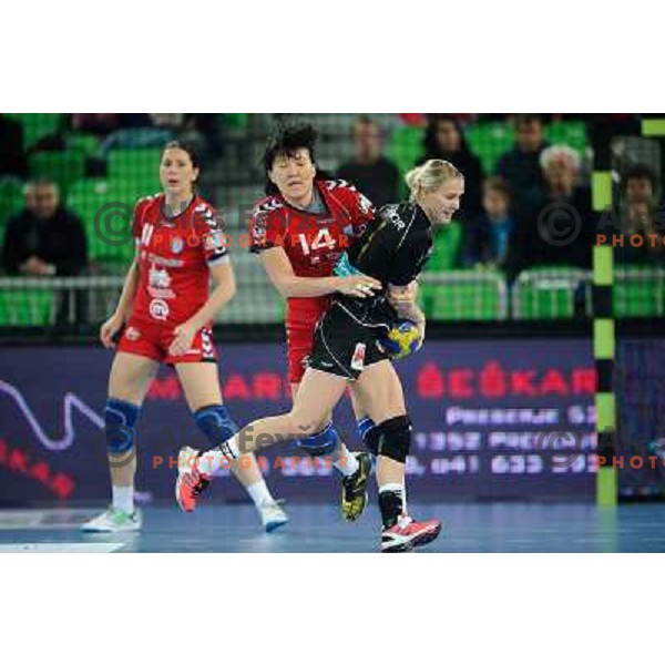 Ljudmila Bodnieva in action during Hanball game Krim Mercator - Larvik, EHF Champions League 2011-2011, Arena Stozice, Ljubljana, 13.11.2011 