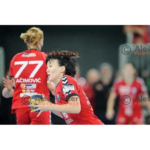 Ljudmila Bodnieva in action during Hanball game Krim Mercator - Larvik, EHF Champions League 2011-2011, Arena Stozice, Ljubljana, 13.11.2011 