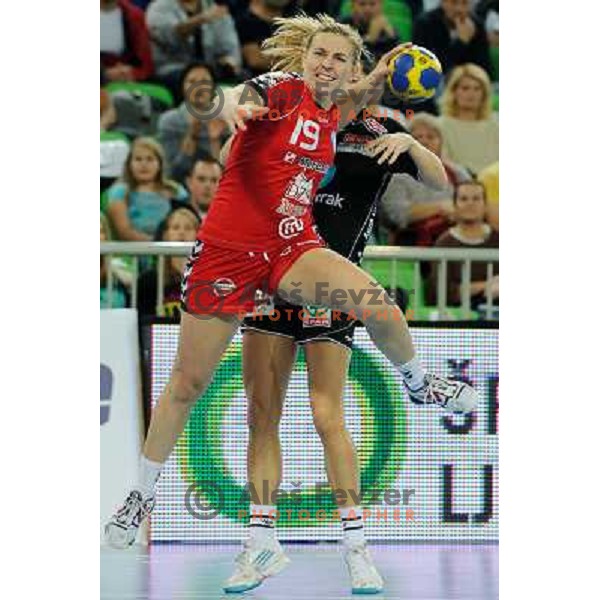 Kristina Bille Hansen in action during Hanball game Krim Mercator - Larvik, EHF Champions League 2011-2011, Arena Stozice, Ljubljana, 13.11.2011 