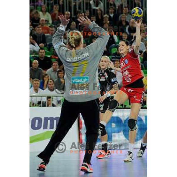 Alja Koren in action during Hanball game Krim Mercator - Larvik, EHF Champions League 2011-2011, Arena Stozice, Ljubljana, 13.11.2011 