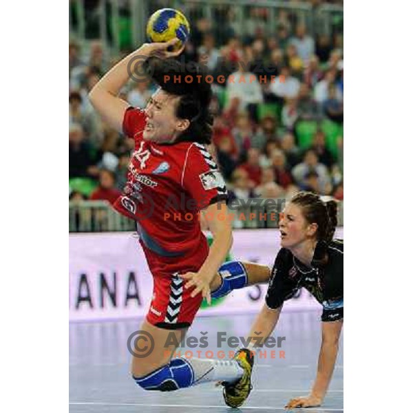 Ljudmila Bodnieva in action during Hanball game Krim Mercator - Larvik, EHF Champions League 2011-2011, Arena Stozice, Ljubljana, 13.11.2011 