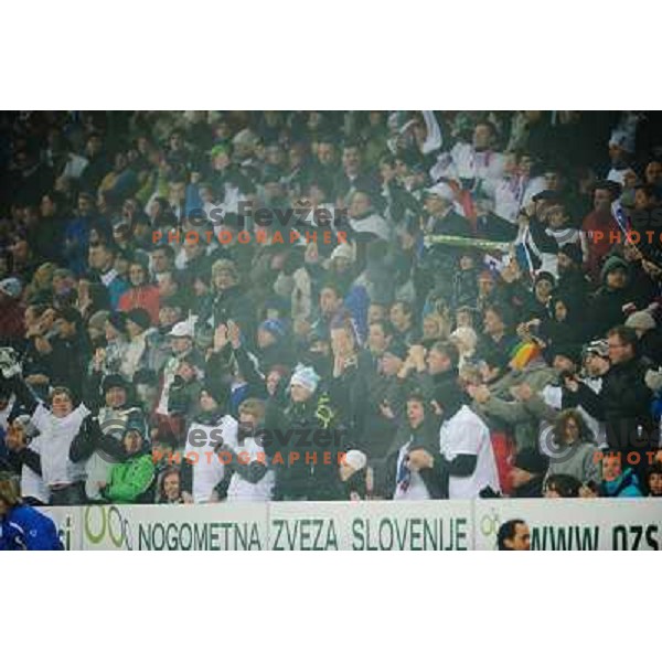 fans in action during football game Slovenia - USA, Friendly match, Stozice, Ljubljana, 15.11.2011 