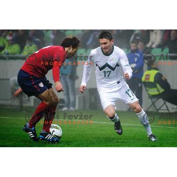 Andraz Kirm in action during football game Slovenia - USA, Friendly match, Stozice, Ljubljana, 15.11.2011 