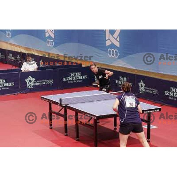 Biljana Todorovic of Slovenia table tennis team in action during XV mediterranean Games in Almeria, Spain on June 2005 