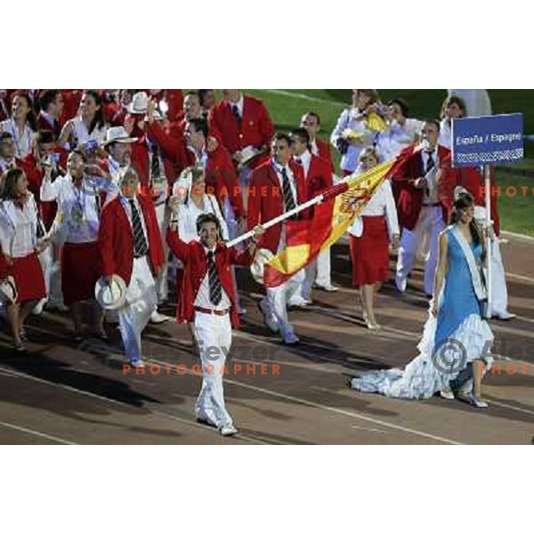 Team of Spain at Opening Ceremony at XV mediterranean Games in Almeria, Spain on June 2005 