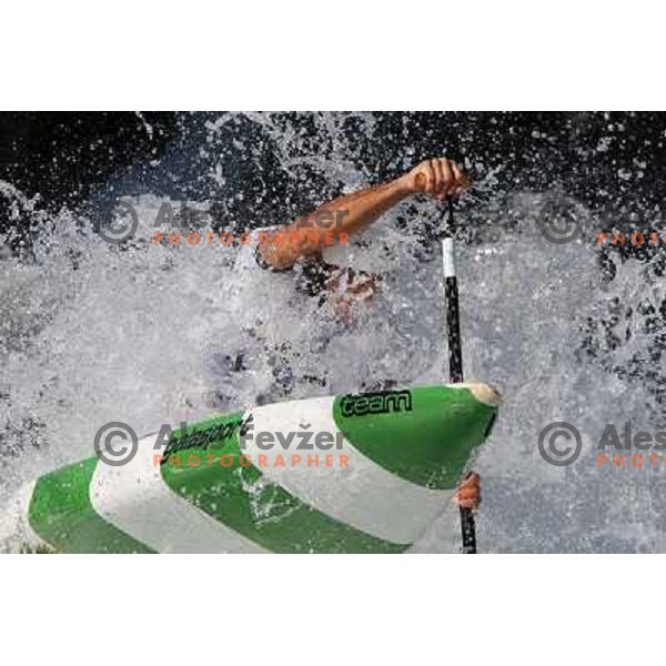 Blaz Cof of Slovenia during practice session at kayak&canoe world cup course in Tacen, Ljubljana, slovenia on September 14, 2011 