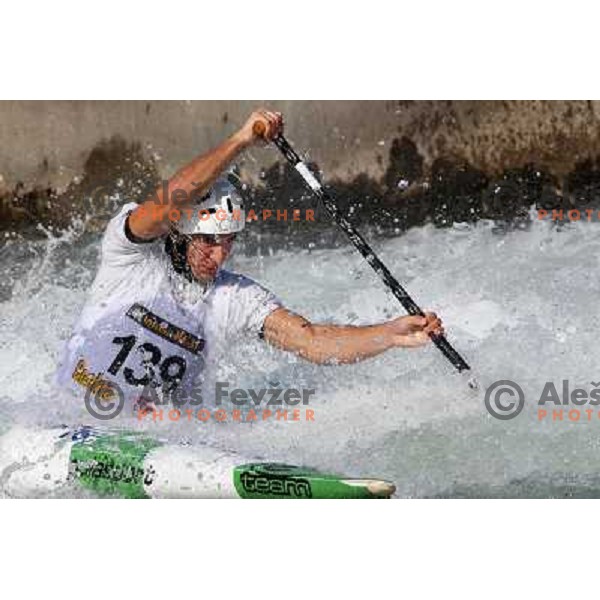 Blaz Cof of Slovenia during practice session at kayak&canoe world cup course in Tacen, Ljubljana, slovenia on September 14, 2011 