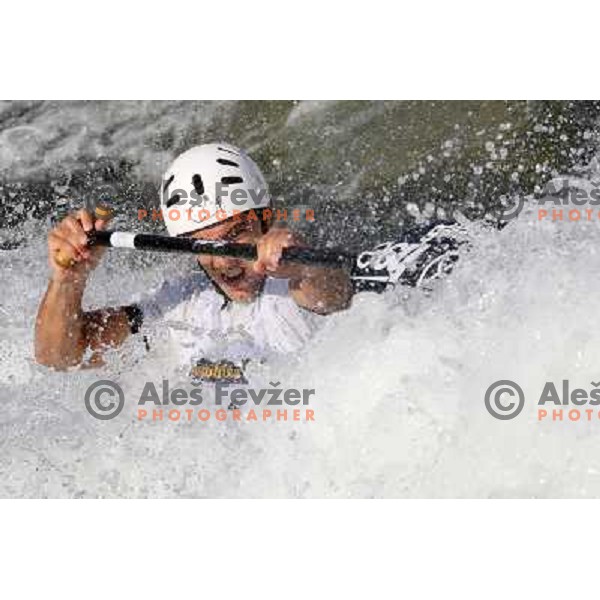 Blaz Cof of Slovenia during practice session at kayak&canoe world cup course in Tacen, Ljubljana, slovenia on September 14, 2011 