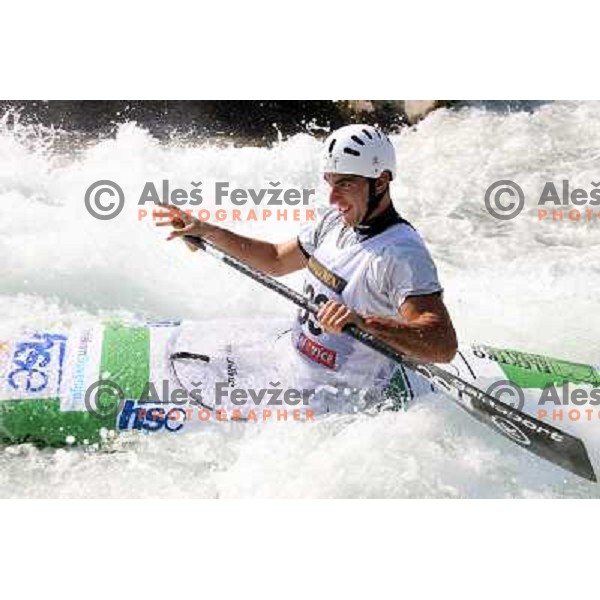 Blaz Cof of Slovenia during practice session at kayak&canoe world cup course in Tacen, Ljubljana, slovenia on September 14, 2011 