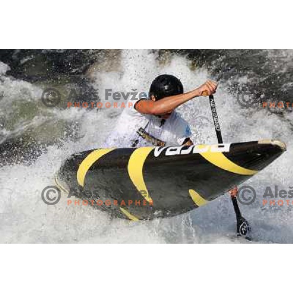 Anze Bercic of Slovenia during practice session at kayak&canoe world cup course in Tacen, Ljubljana, Slovenia on September 14, 2011 