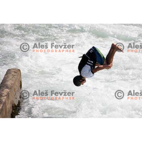 Anze Bercic of Slovenia during practice session at kayak&canoe world cup course in Tacen, Ljubljana, Slovenia on September 14, 2011 