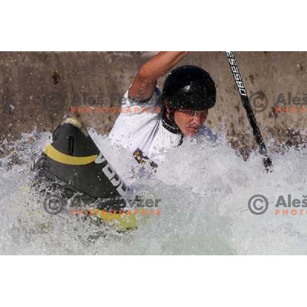 Anze Bercic of Slovenia during practice session at kayak&canoe world cup course in Tacen, Ljubljana, Slovenia on September 14, 2011 