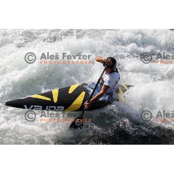 Anze Bercic of Slovenia during practice session at kayak&canoe world cup course in Tacen, Ljubljana, Slovenia on September 14, 2011 