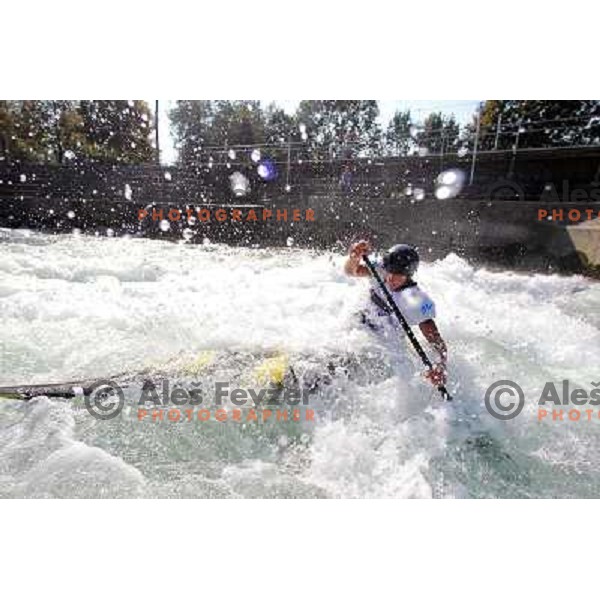 Anze Bercic of Slovenia during practice session at kayak&canoe world cup course in Tacen, Ljubljana, Slovenia on September 14, 2011 