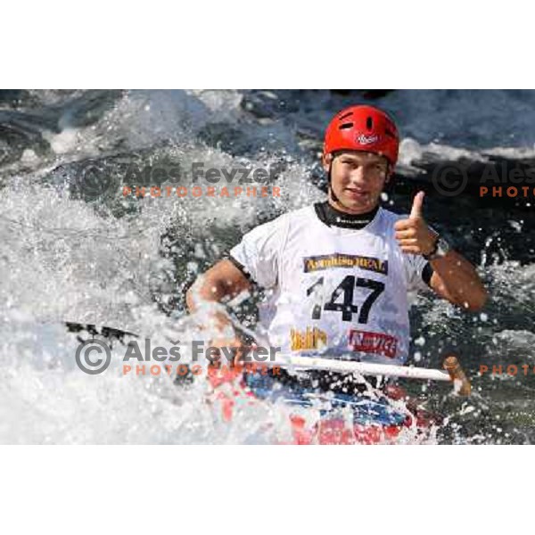 Jure Lenarcic of Slovenia during practice session at kayak&canoe world cup course in Tacen, Ljubljana, Slovenia on September 14, 2011 