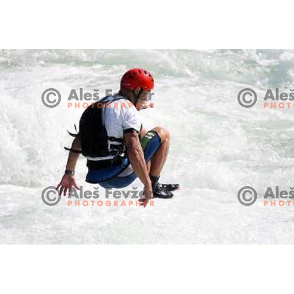 Jure Lenarcic of Slovenia during practice session at kayak&canoe world cup course in Tacen, Ljubljana, Slovenia on September 14, 2011 