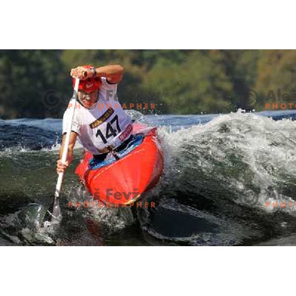 Jure Lenarcic of Slovenia during practice session at kayak&canoe world cup course in Tacen, Ljubljana, Slovenia on September 14, 2011 