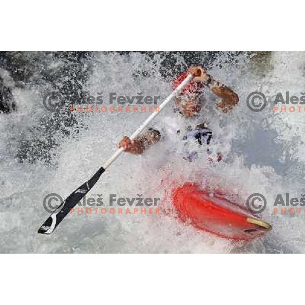 Jure Lenarcic of Slovenia during practice session at kayak&canoe world cup course in Tacen, Ljubljana, Slovenia on September 14, 2011 