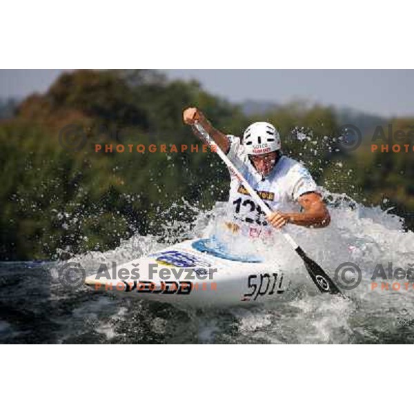 Benjamin Savsek of Slovenia during practice session at kayak&canoe world cup course in Tacen, Ljubljana, Slovenia on September 14, 2011 