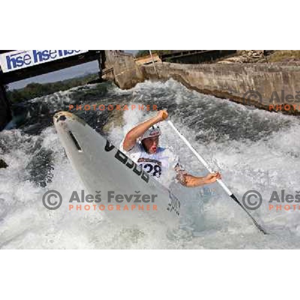 Benjamin Savsek of Slovenia during practice session at kayak&canoe world cup course in Tacen, Ljubljana, Slovenia on September 14, 2011 