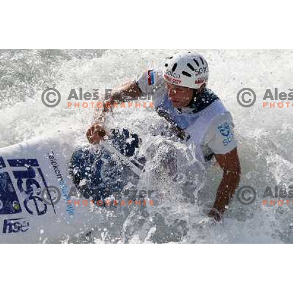 Benjamin Savsek of Slovenia during practice session at kayak&canoe world cup course in Tacen, Ljubljana, Slovenia on September 14, 2011 