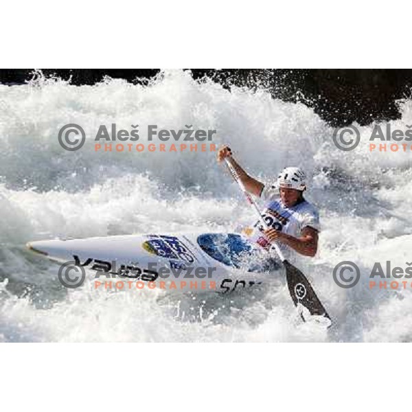 Benjamin Savsek of Slovenia during practice session at kayak&canoe world cup course in Tacen, Ljubljana, Slovenia on September 14, 2011 