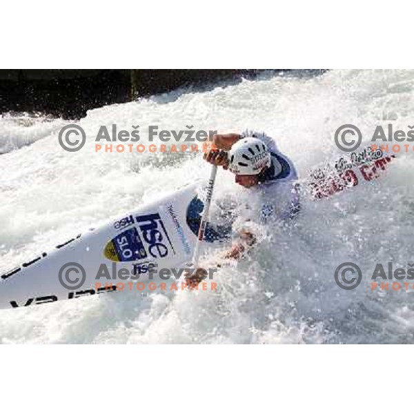Benjamin Savsek of Slovenia during practice session at kayak&canoe world cup course in Tacen, Ljubljana, Slovenia on September 14, 2011 