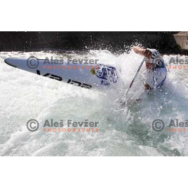 Benjamin Savsek of Slovenia during practice session at kayak&canoe world cup course in Tacen, Ljubljana, Slovenia on September 14, 2011 