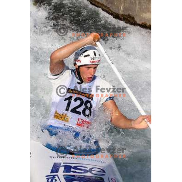 Benjamin Savsek of Slovenia during practice session at kayak&canoe world cup course in Tacen, Ljubljana, Slovenia on September 14, 2011 