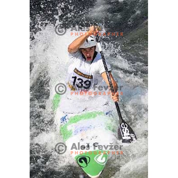 Blaz Cof of Slovenia during practice session at kayak&canoe world cup course in Tacen, Ljubljana, slovenia on September 14, 2011 